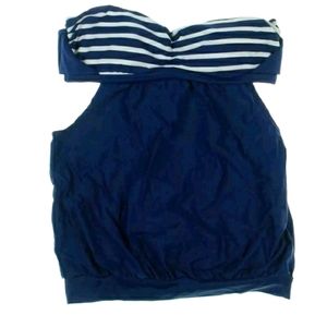 NWT Marine blue and white stripe halter tankini